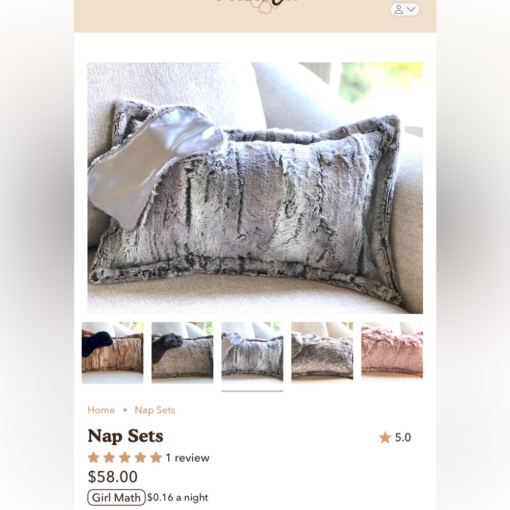 Gray Plush Faux Fur Pillow Sham NWOT